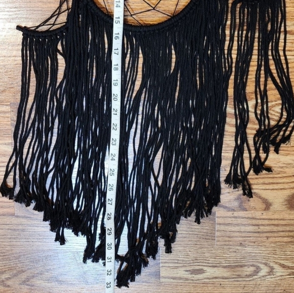 New Black Triple Moon Goddess Macrame Wall Hanging Boho Wiccan Moon Phases - Picture 7 of 7
